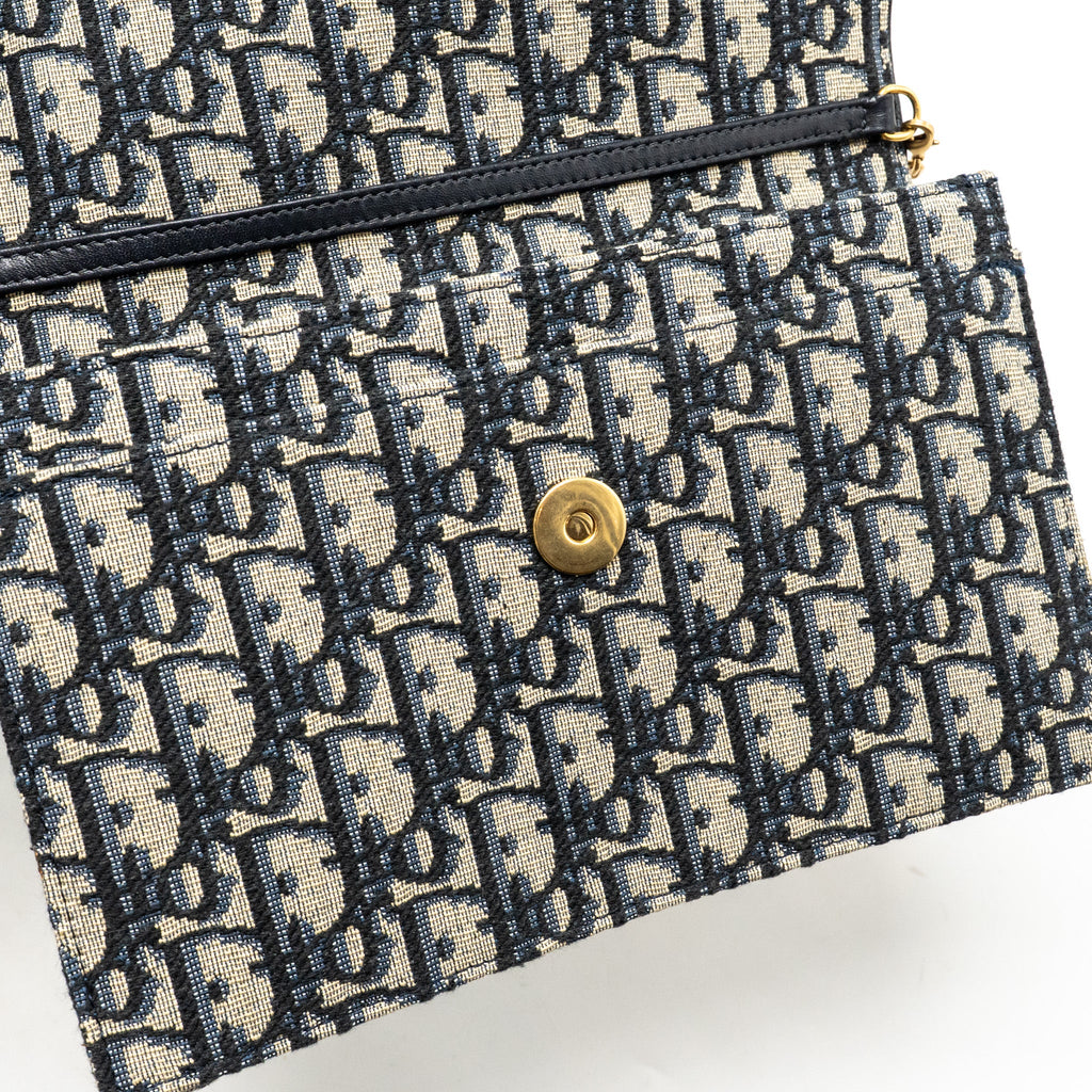 DIOR SADDLE POUCH DIOR OBLIQUE CANVAS BLUE GHW