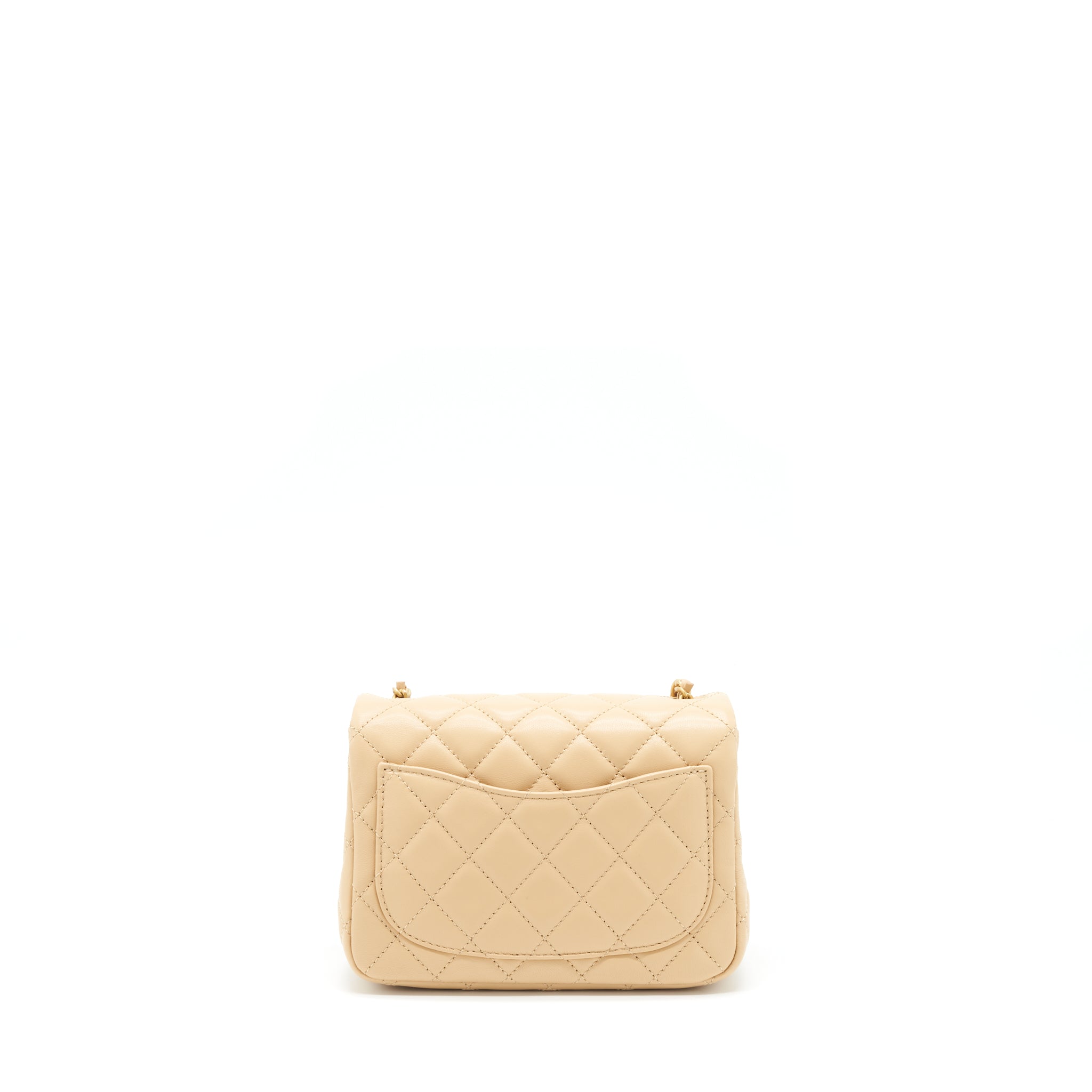 CHANEL 22C PEARL CRUSH MINI SQUARE FLAP BAG LAMBSKIN BEIGE GHW (MICROCHIP)