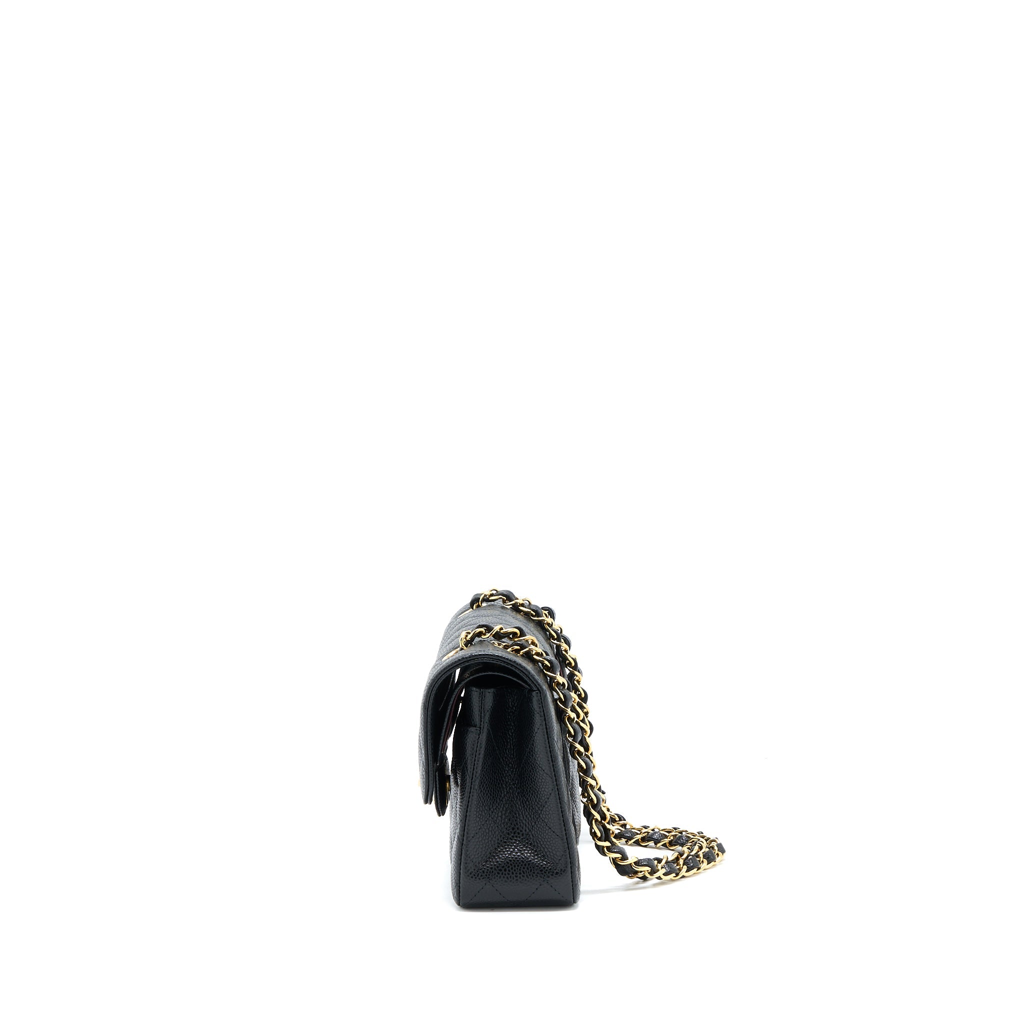CHANEL SMALL CLASSIC DOUBLE FLAP BAG CAVIAR BLACK GHW (MICROCHIP)