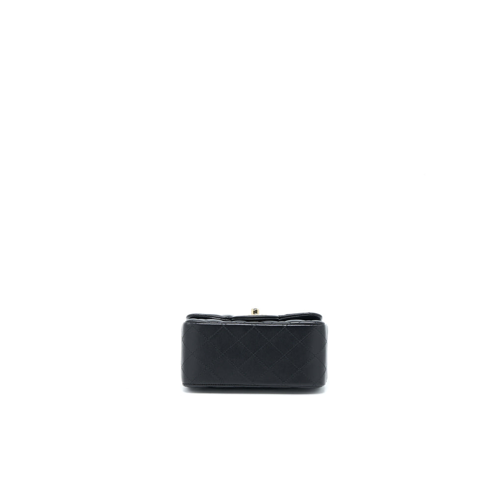 CHANEL CLASSIC MINI SQUARE FLAP BAG LAMBSKIN BLACK LGHW (MICROCHIP)