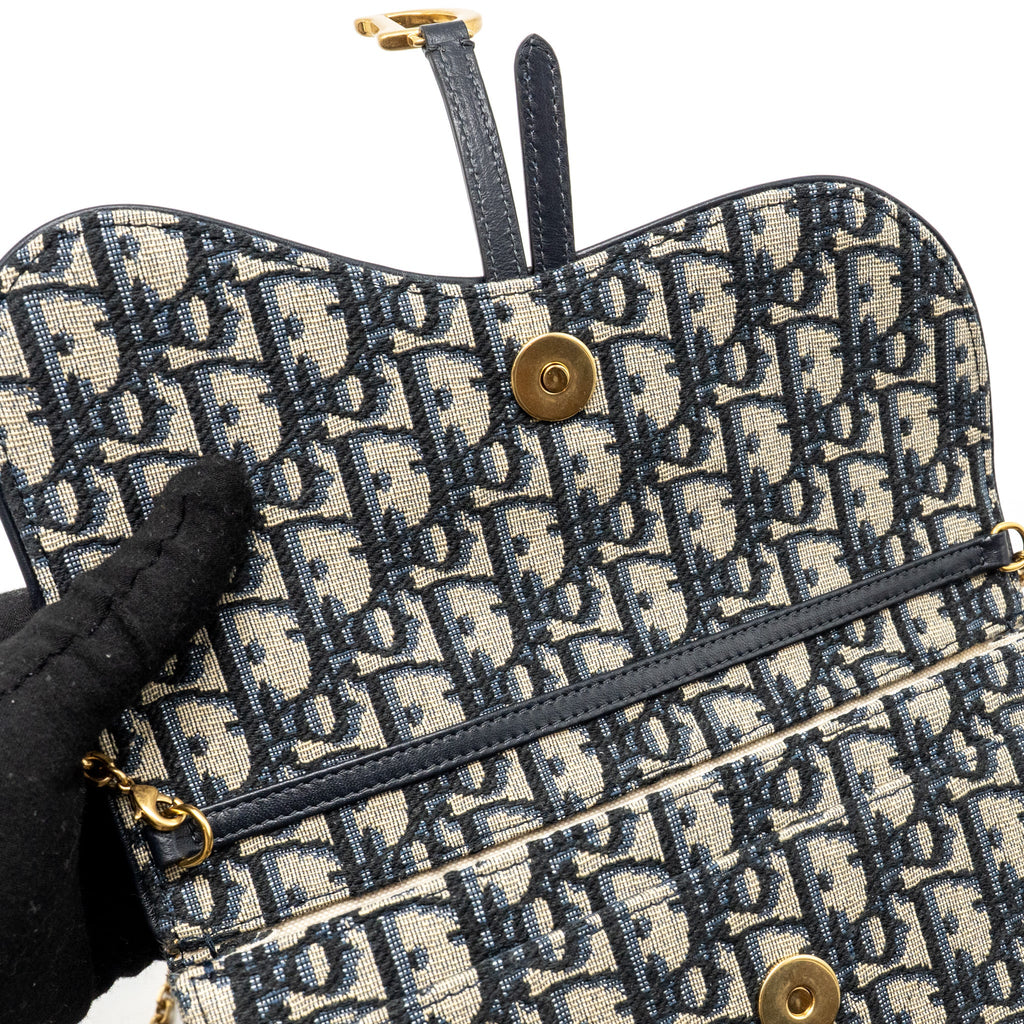 DIOR SADDLE POUCH DIOR OBLIQUE CANVAS BLUE GHW