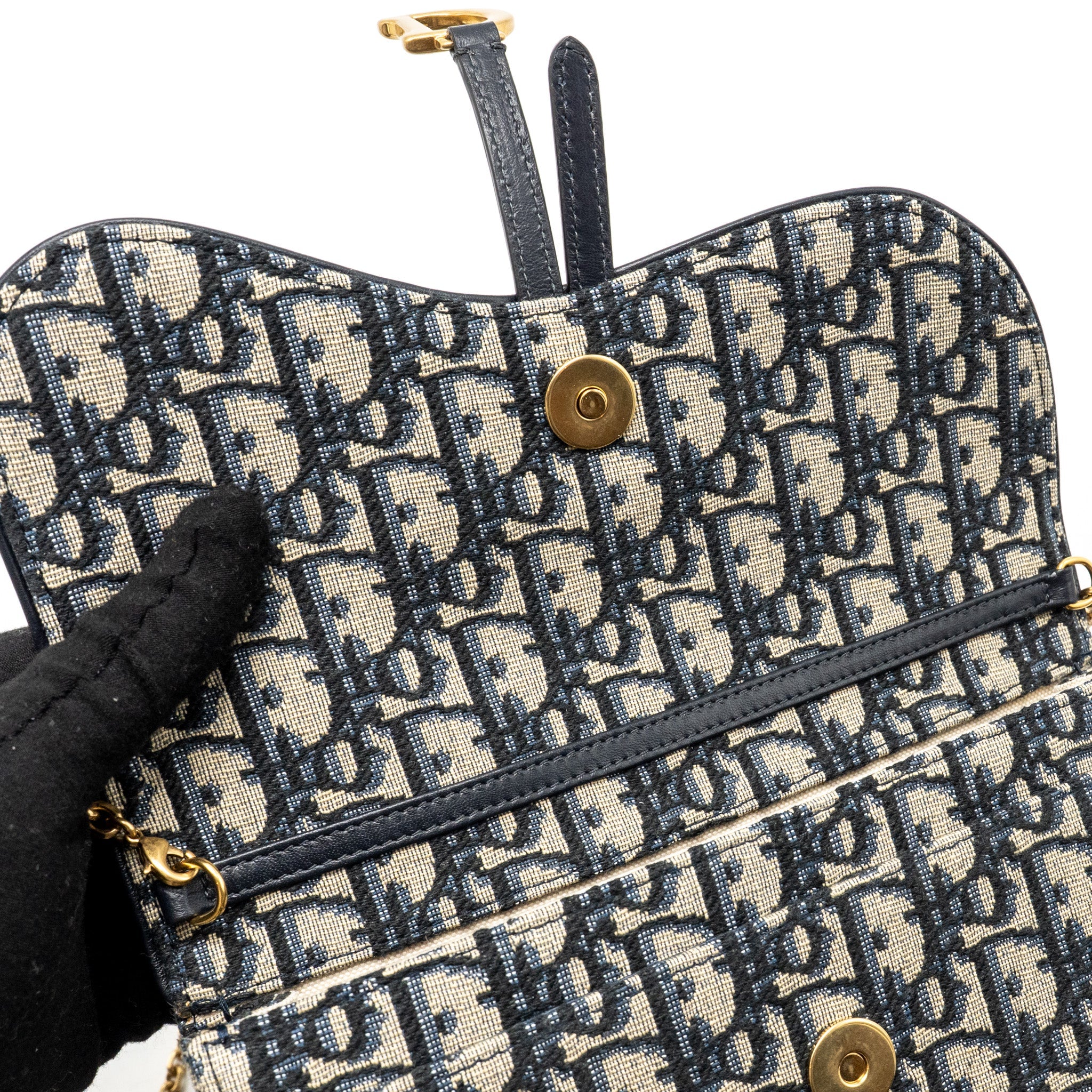 DIOR SADDLE POUCH DIOR OBLIQUE CANVAS BLUE GHW
