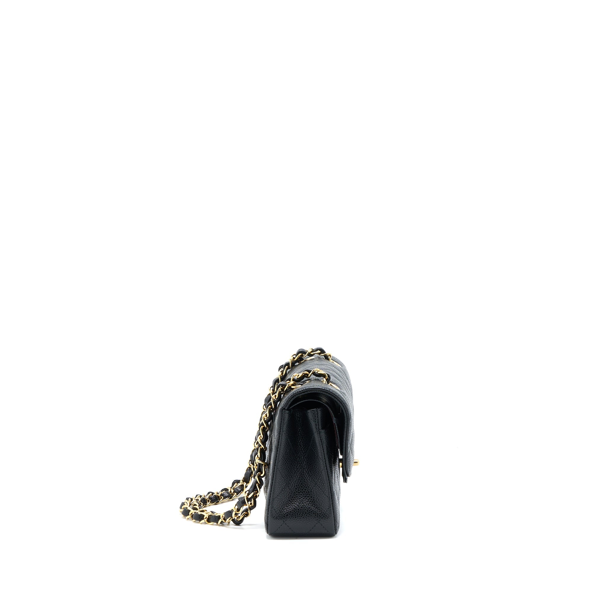 CHANEL SMALL CLASSIC DOUBLE FLAP BAG CAVIAR BLACK GHW (MICROCHIP)