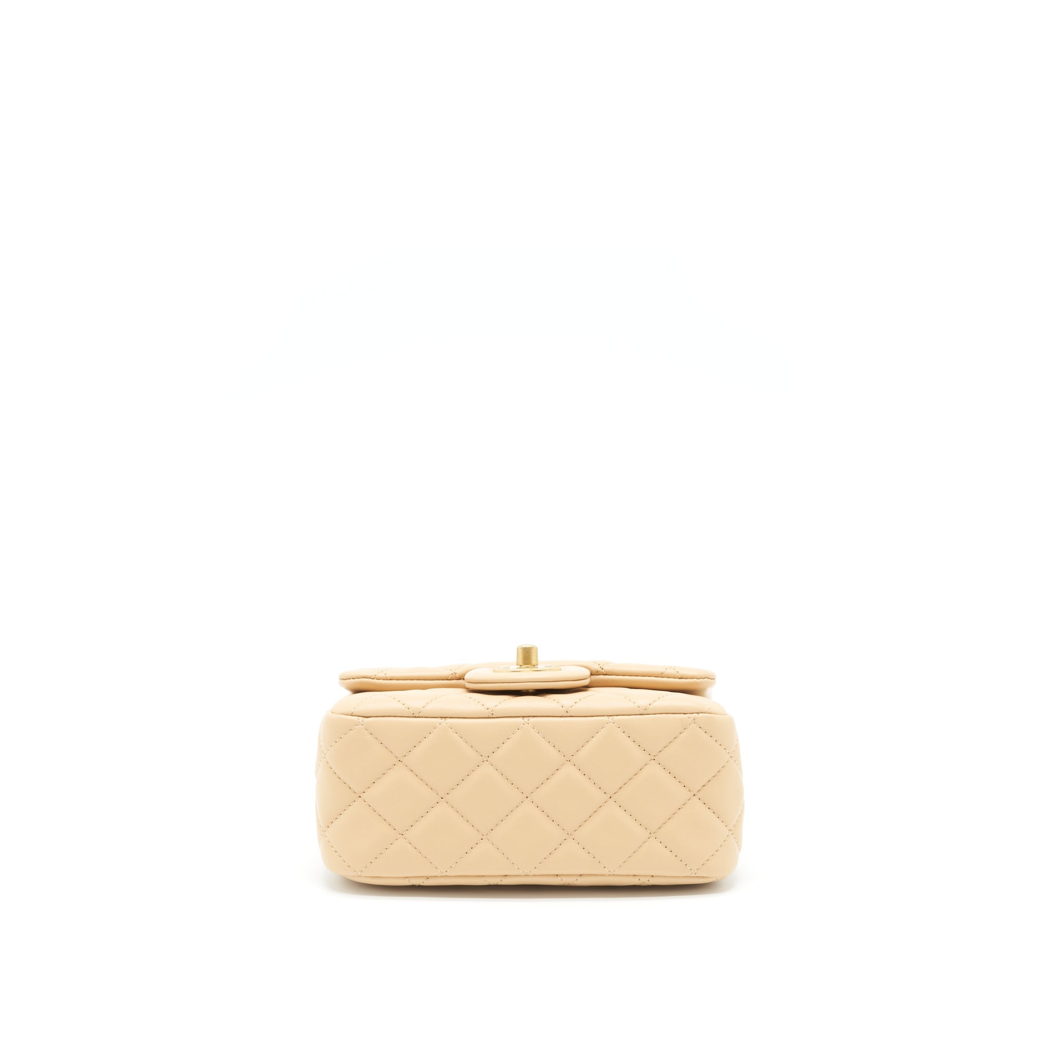 CHANEL 22C PEARL CRUSH MINI SQUARE FLAP BAG LAMBSKIN BEIGE GHW (MICROCHIP)