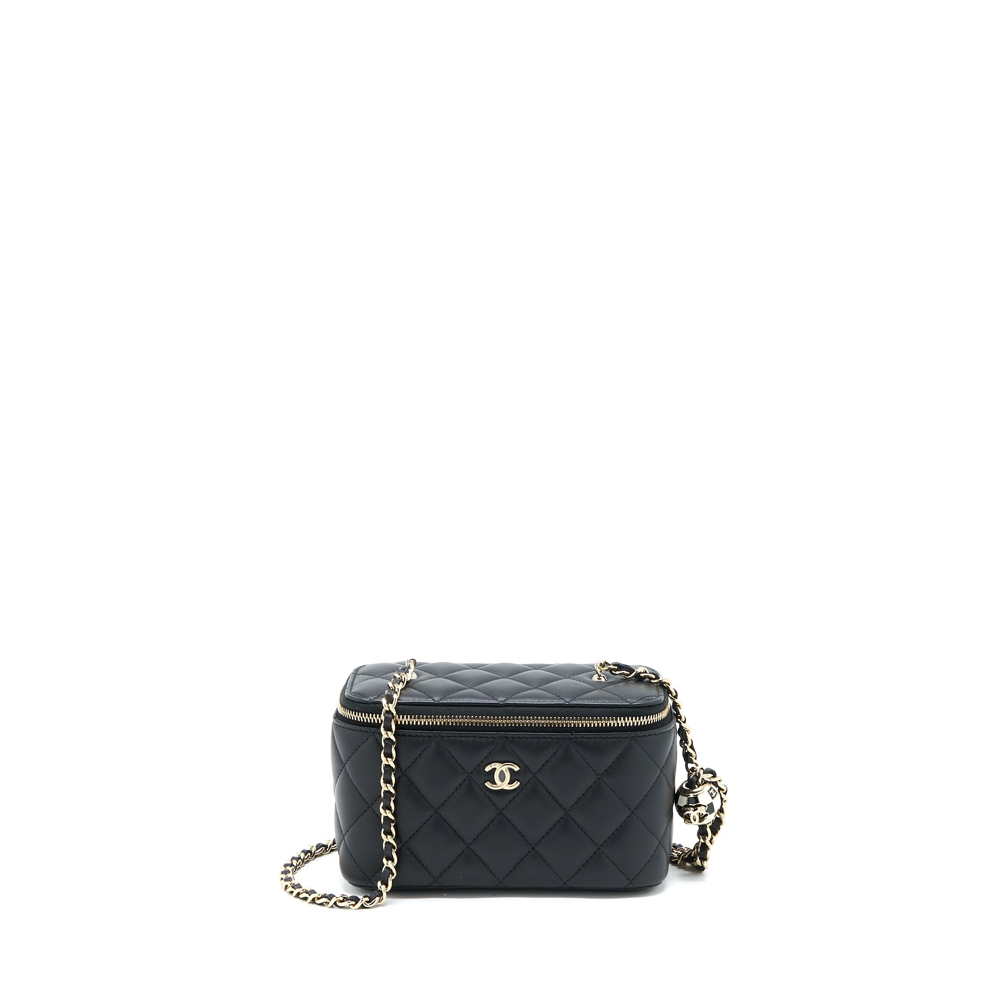 CHANEL 23C PEARL CRUSH LONG VANITY LAMBSKIN BLACK LGHW (MICROCHIP)