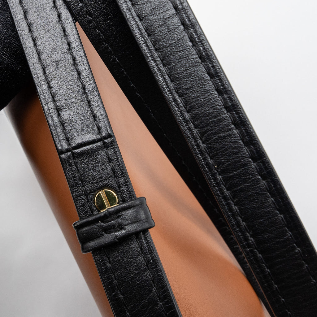 LOEWE SMALL GATE BAG CALFSKIN/TWEED TAN GHW