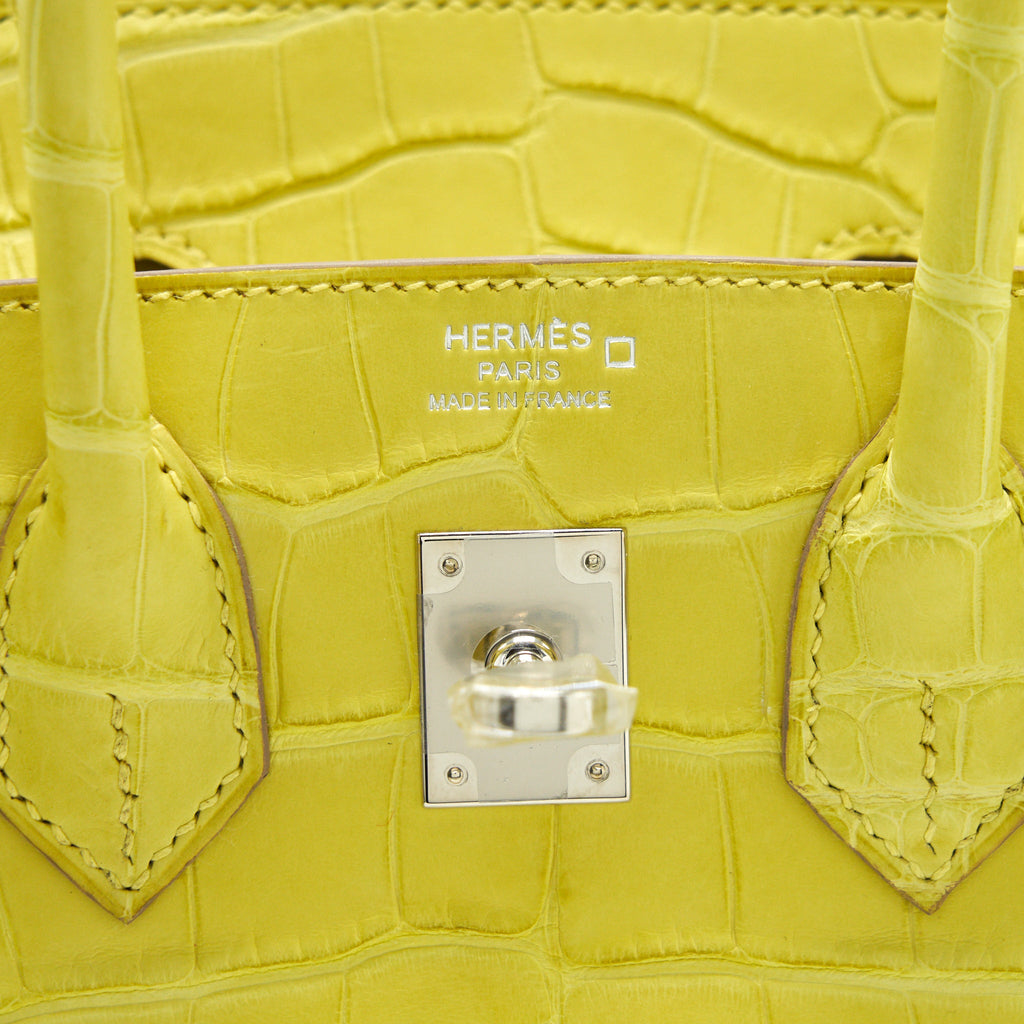 HERMES BIRKIN 25 ALLIGATOR LIME SHW
