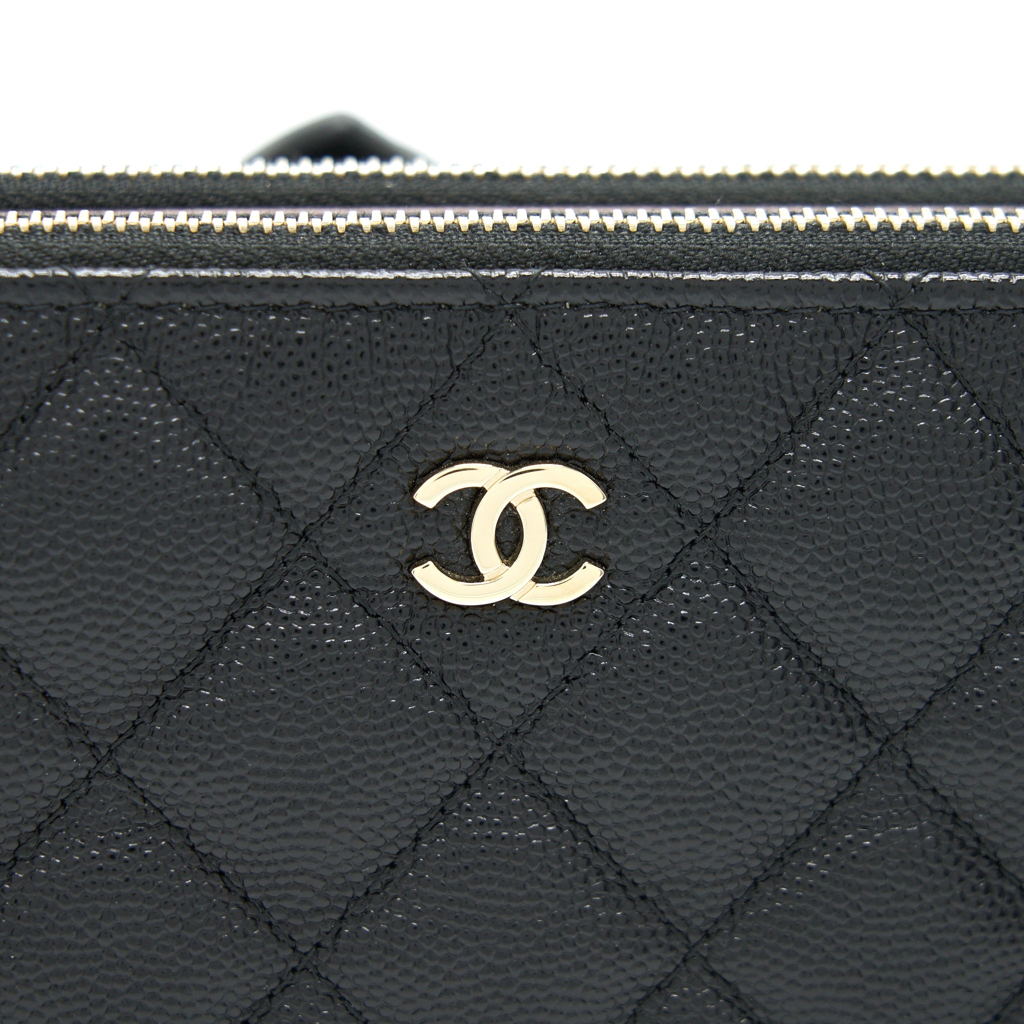CHANEL DOUBLE ZIP WALLET ON CHAIN CAVIAR BLACK LGHW