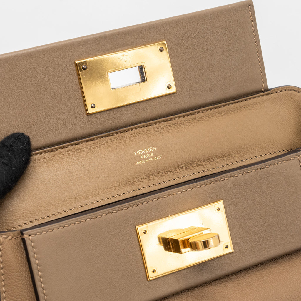 HERMES MINI 24/24 2424 - 21 BAG EVERCOLOR / SWIFT BEIGE DE WEIMAR / ETOUPE GHW