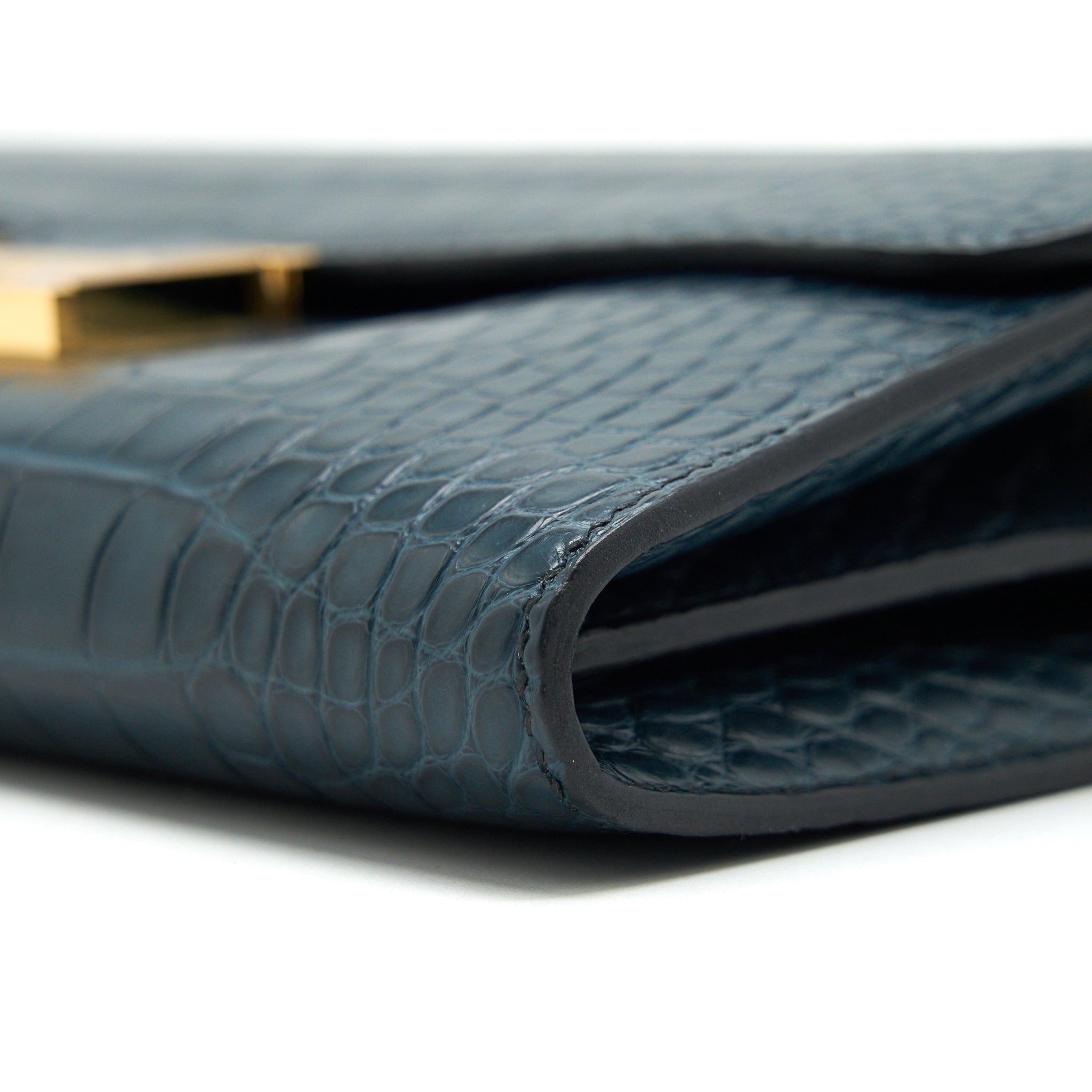HERMES CONSTANCE LONG WALLET ALLIGATOR VERT ROUSSEAU GHW