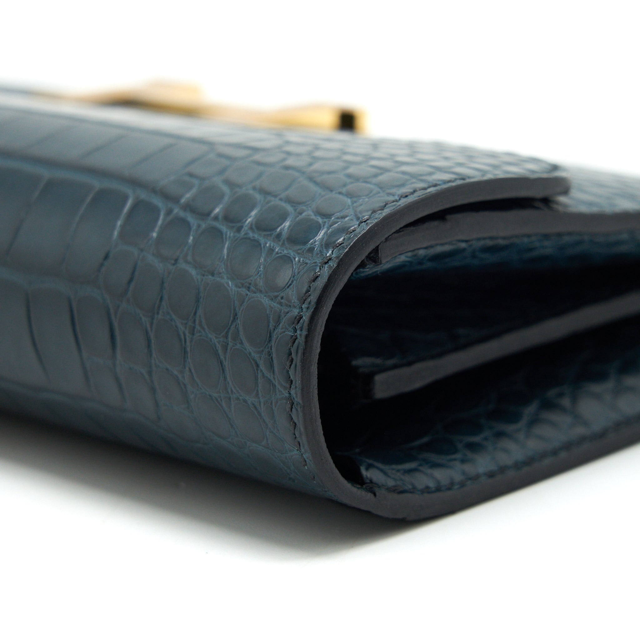 HERMES CONSTANCE LONG WALLET ALLIGATOR VERT ROUSSEAU GHW