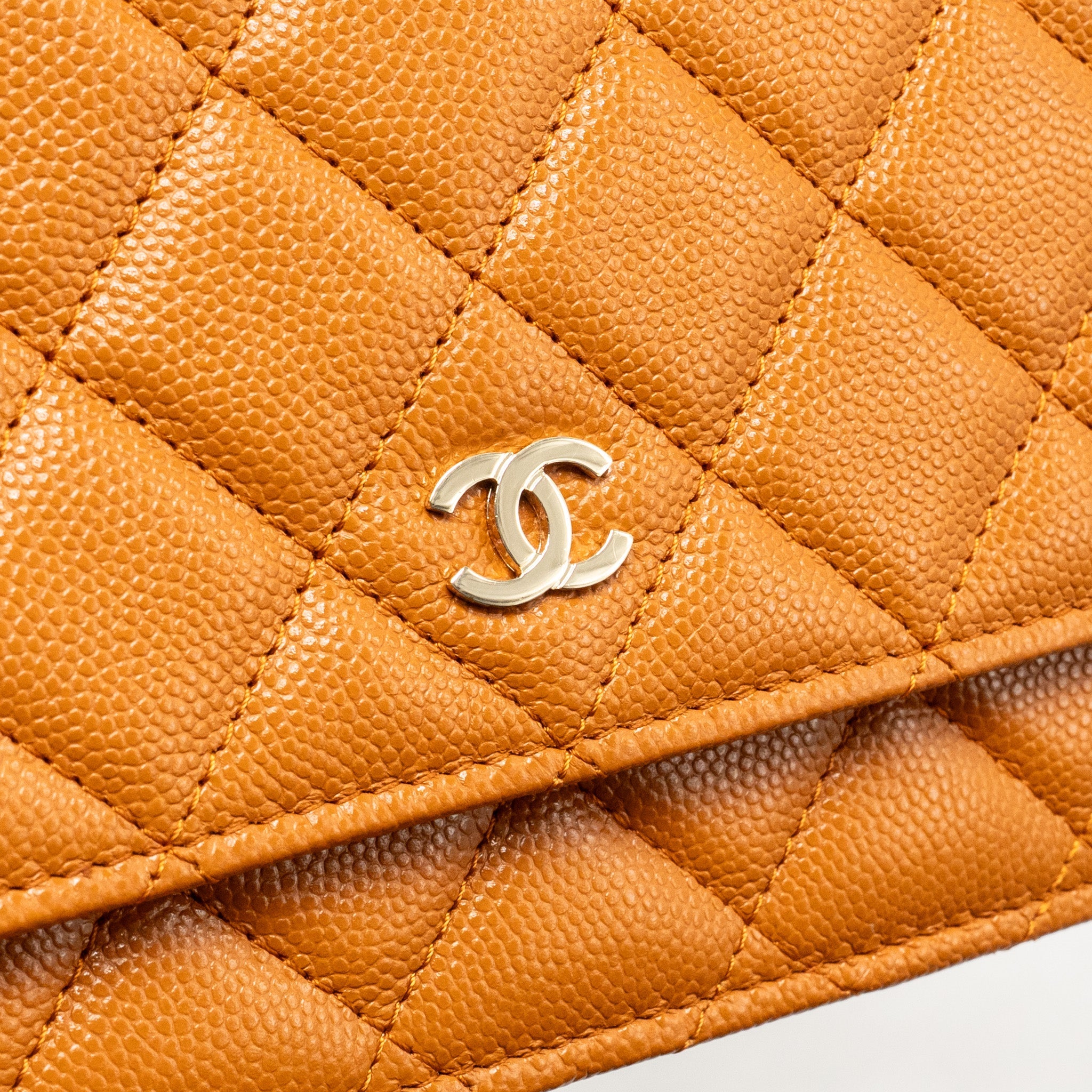 CHANEL CLASSIC WALLET ON CHAIN CAVIAR CARAMEL GHW (MICROCHIP)