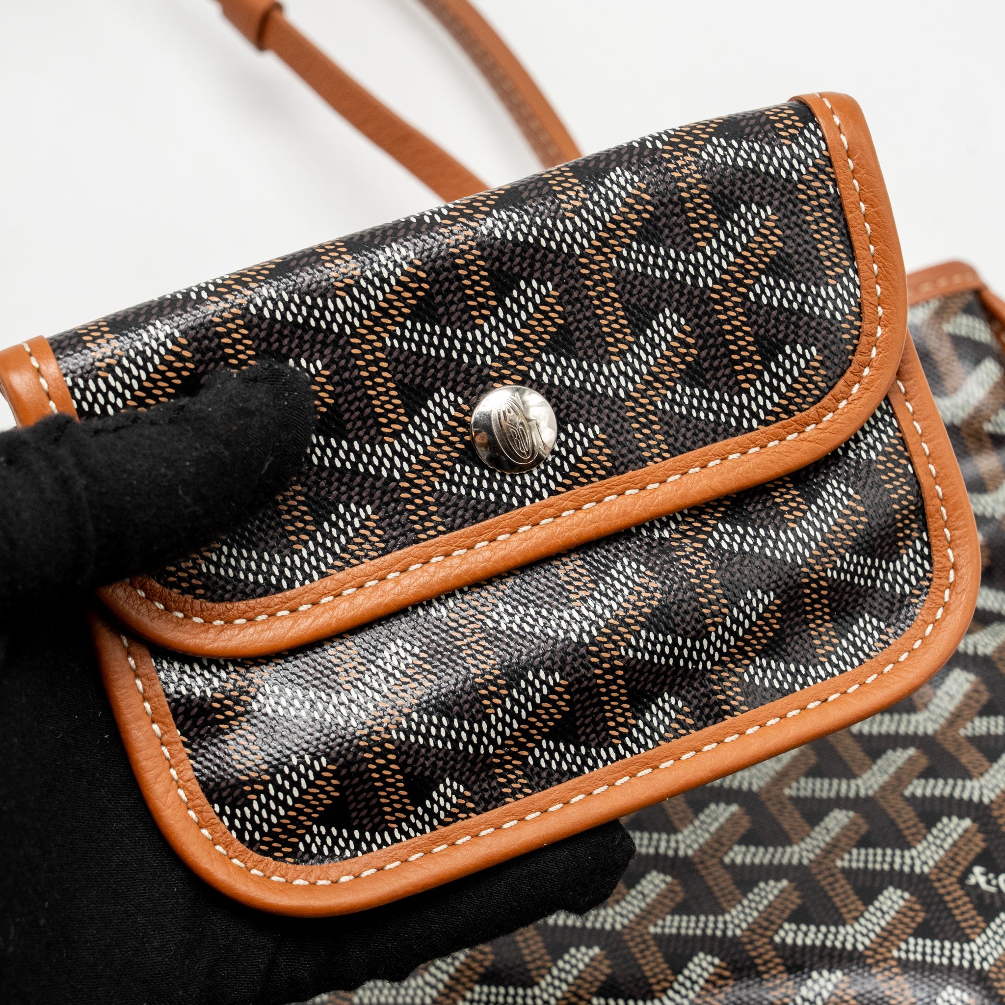 GOYARD MINI ANJOU TOTE GOYARDLINE CANVAS/LEATHER TAN/BLACK SHW