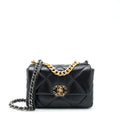 CHANEL SMALL 19 BAG LAMBSKIN BLACK GHW (MICROCHIP)