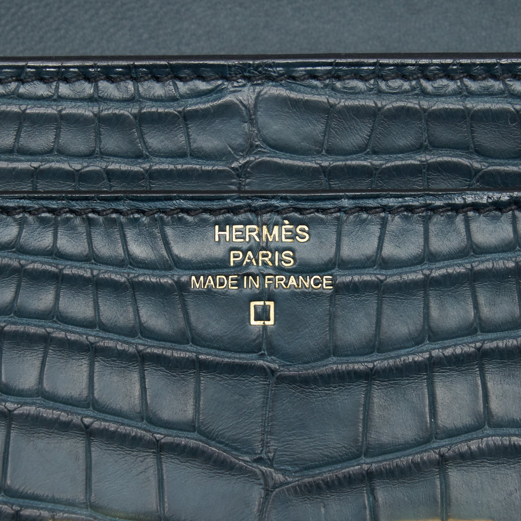 HERMES CONSTANCE LONG WALLET ALLIGATOR VERT ROUSSEAU GHW