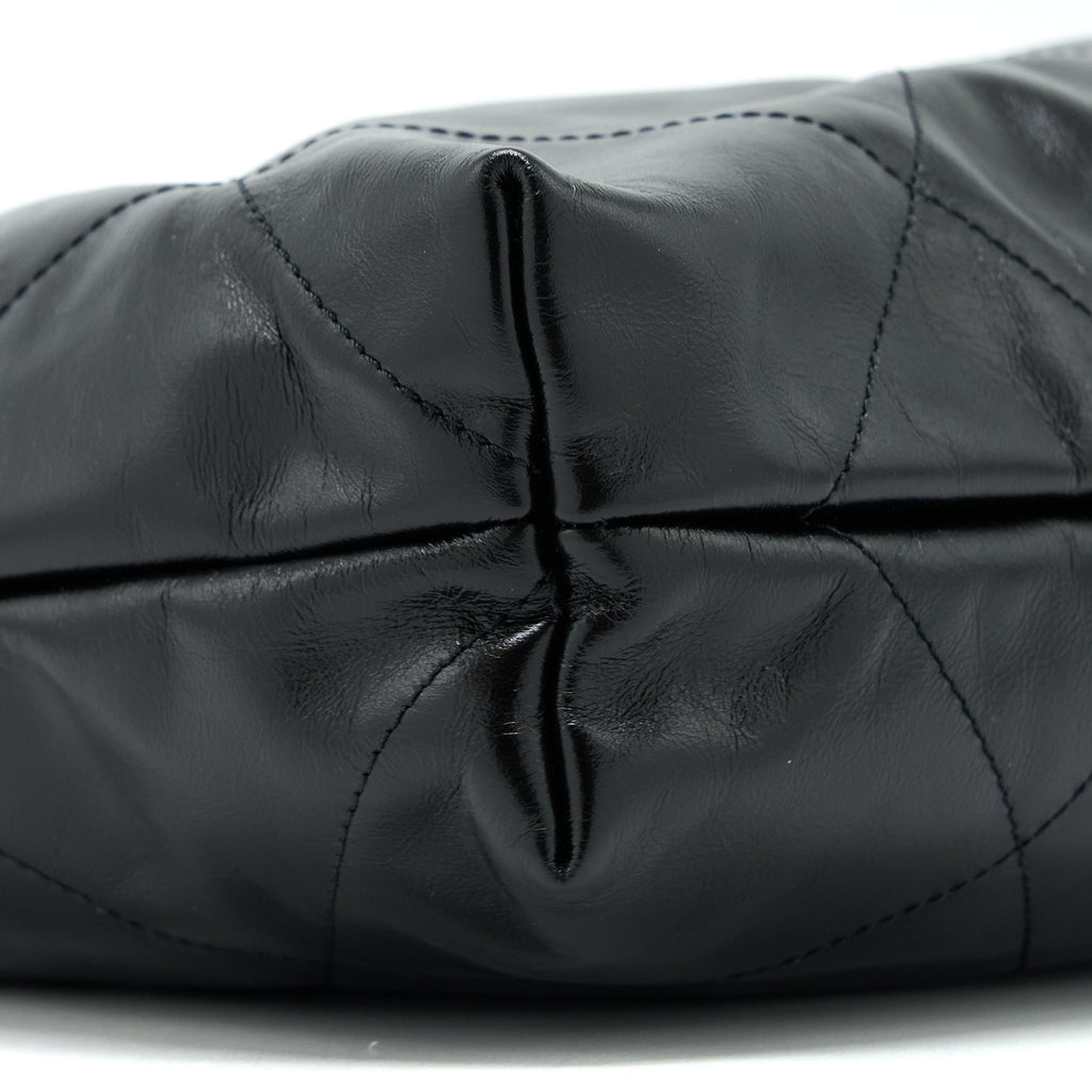CHANEL MEDIUM 22 BAG SHINY CALFSKIN SO BLACK WITH BLACK HARDWARE (MICROCHIP)