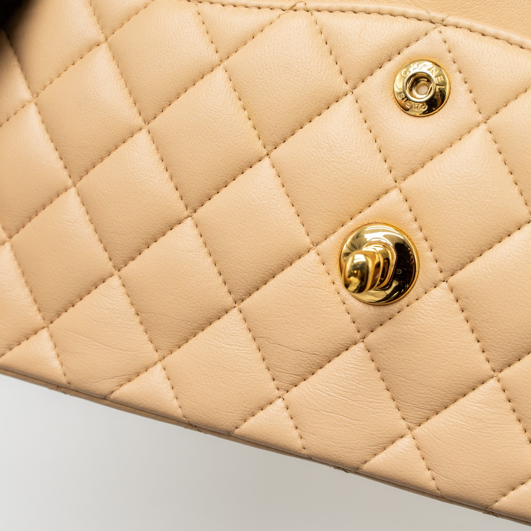CHANEL SMALL CLASSIC FLAP BAG LAMBSKIN BEIGE GHW