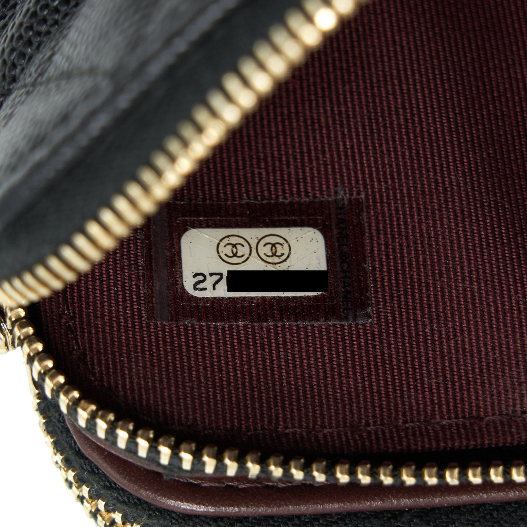 CHANEL DOUBLE ZIP WALLET ON CHAIN CAVIAR BLACK LGHW