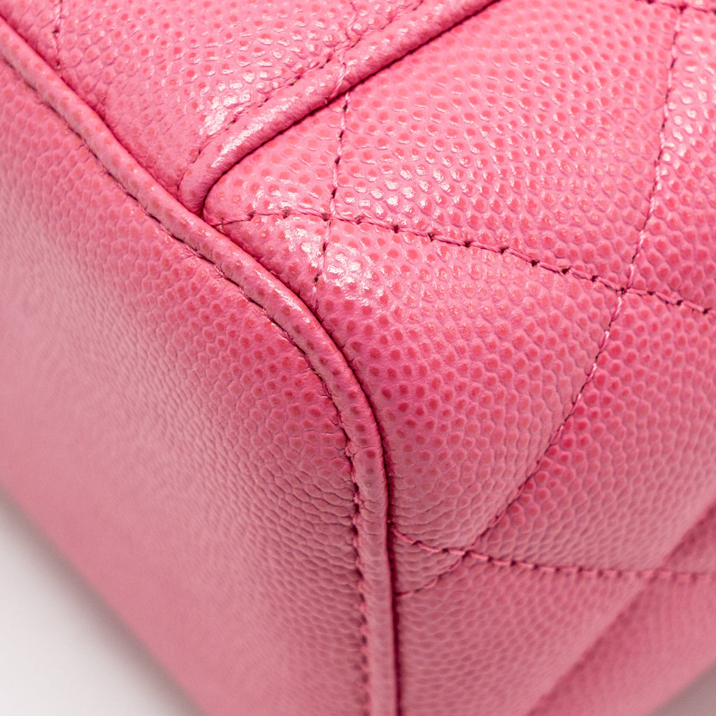 CHANEL LONG VANITY CASE WITH CHAIN CAVIAR HOT PINK LGHW
