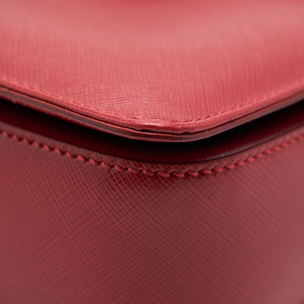 FERRAGAMO TOP HANDLE TOTE BAG SAFFIANO LEATHER RED GHW