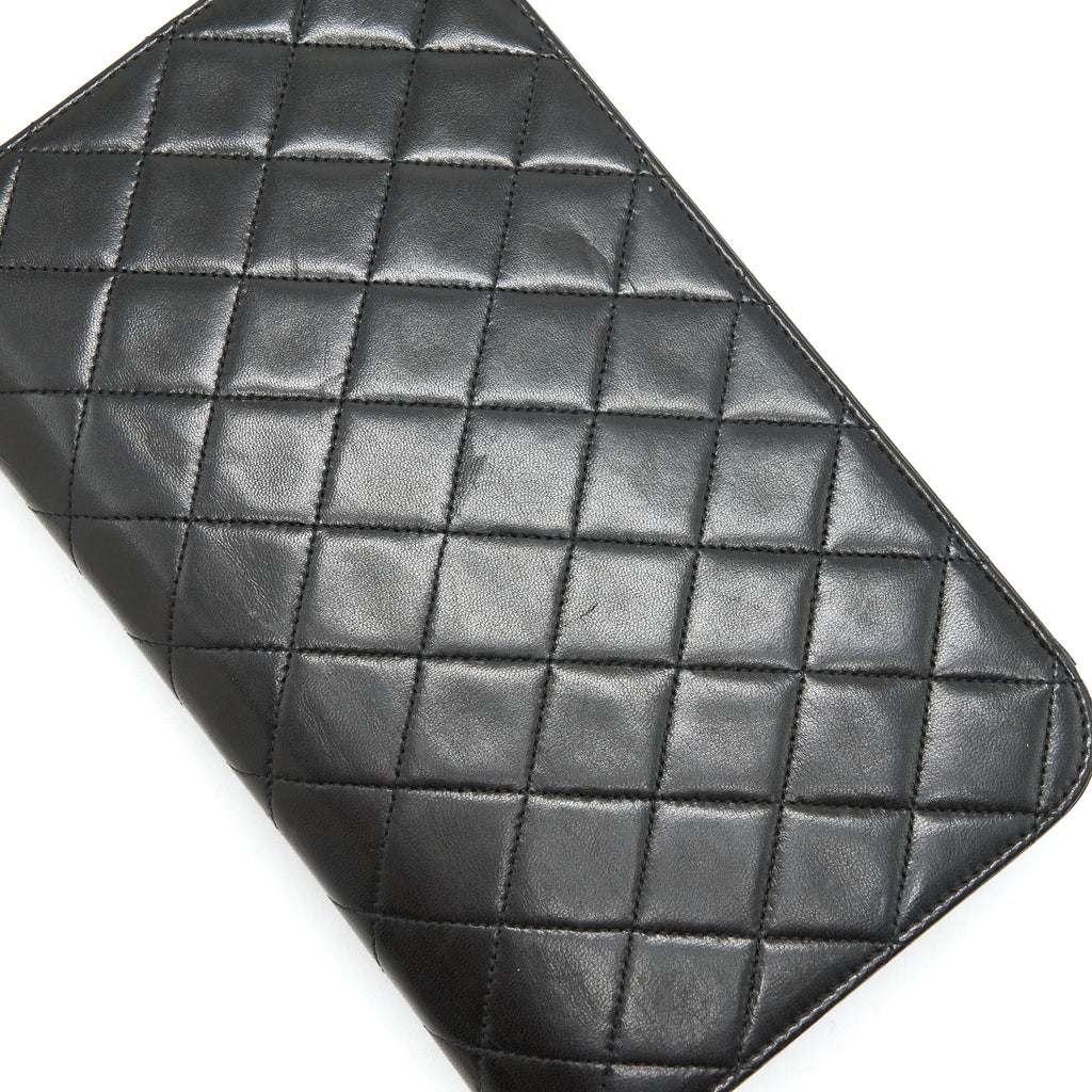 CHANEL VINTAGE LAMBSKIN FLAP BAG WITH CHAIN BLACK 24K GHW