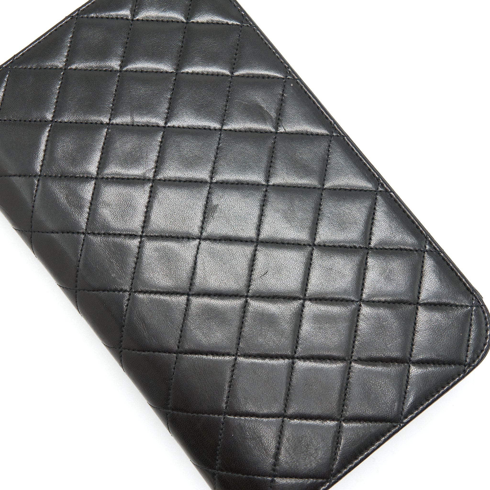 CHANEL VINTAGE LAMBSKIN FLAP BAG WITH CHAIN BLACK 24K GHW