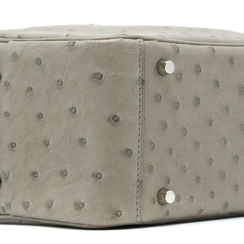 HERMES MINI LINDY OSTRICH 81 GRIS TOURTERELLE SHW