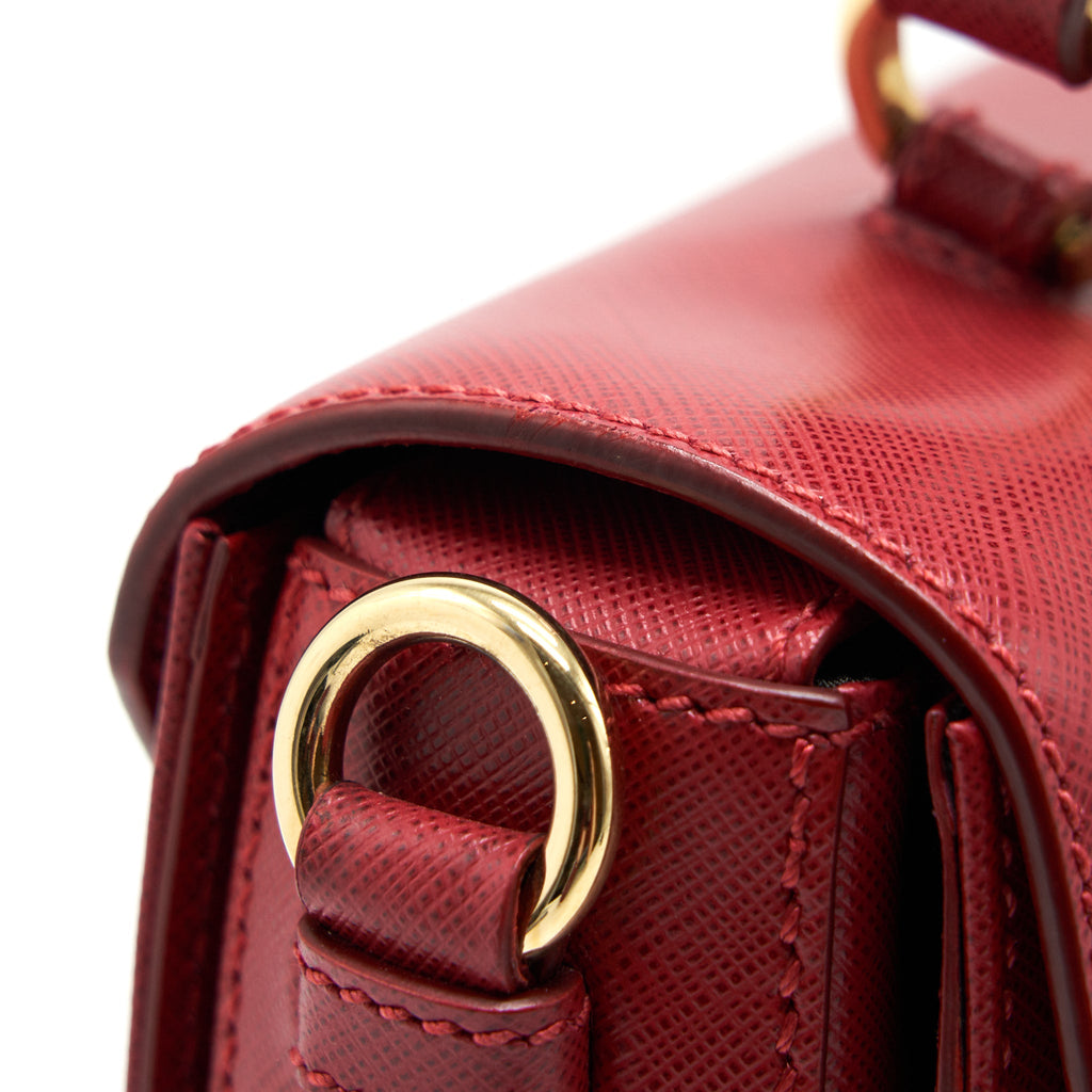 FERRAGAMO TOP HANDLE TOTE BAG SAFFIANO LEATHER RED GHW