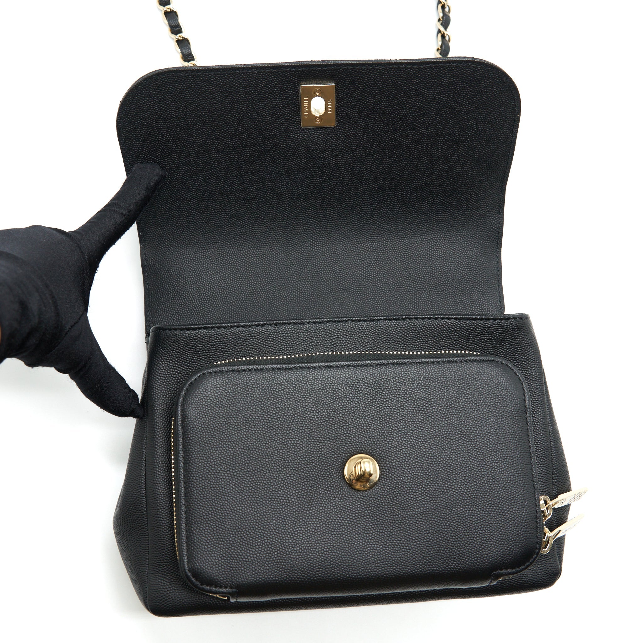CHANEL MEDIUM BUSINESS AFFINITY CAVIAR BLACK LGHW