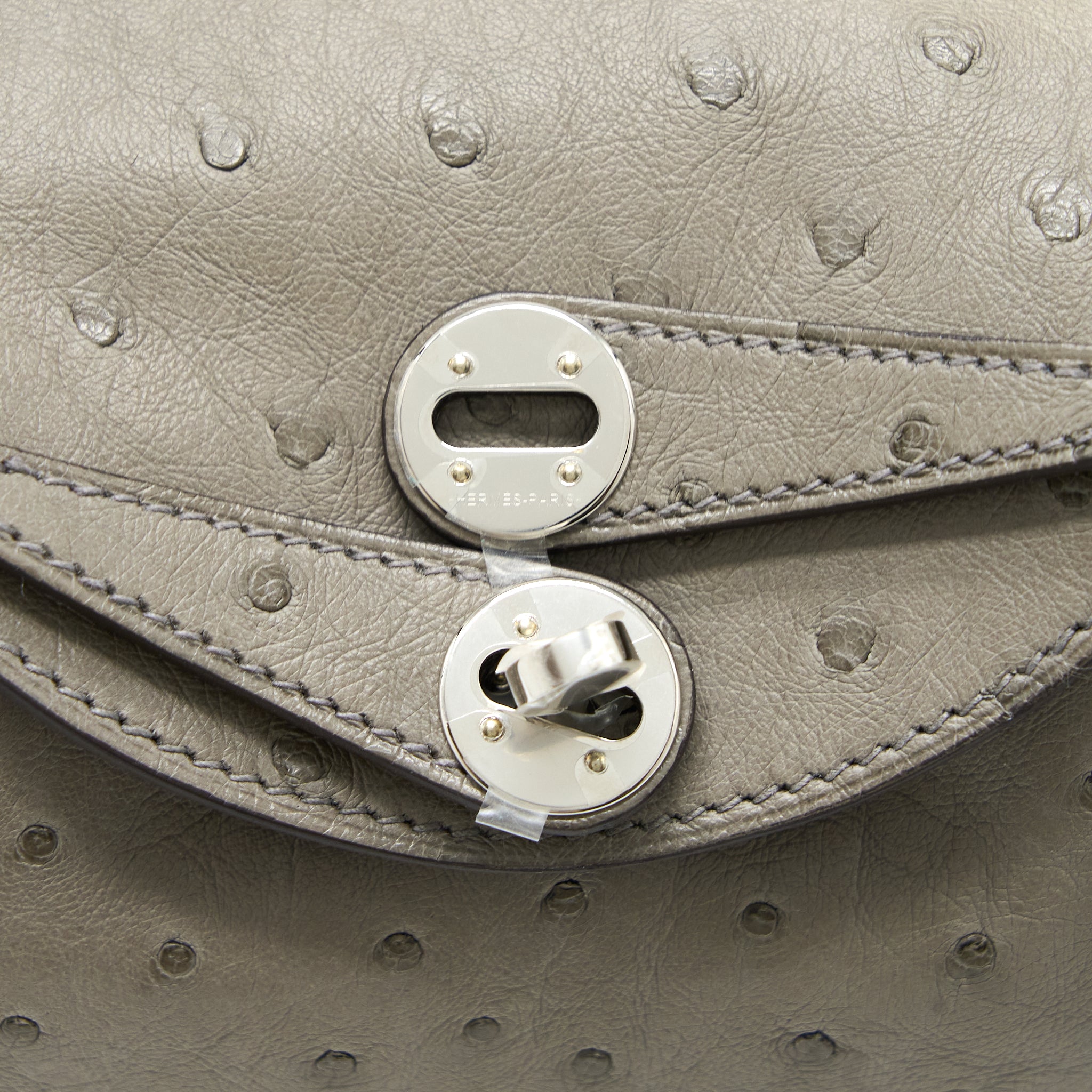 HERMES MINI LINDY OSTRICH 81 GRIS TOURTERELLE SHW