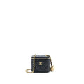 CHANEL PEARL CRUSH MINI VANITY WITH CHAIN LAMBSKIN BLACK GHW (MICROCHIP)