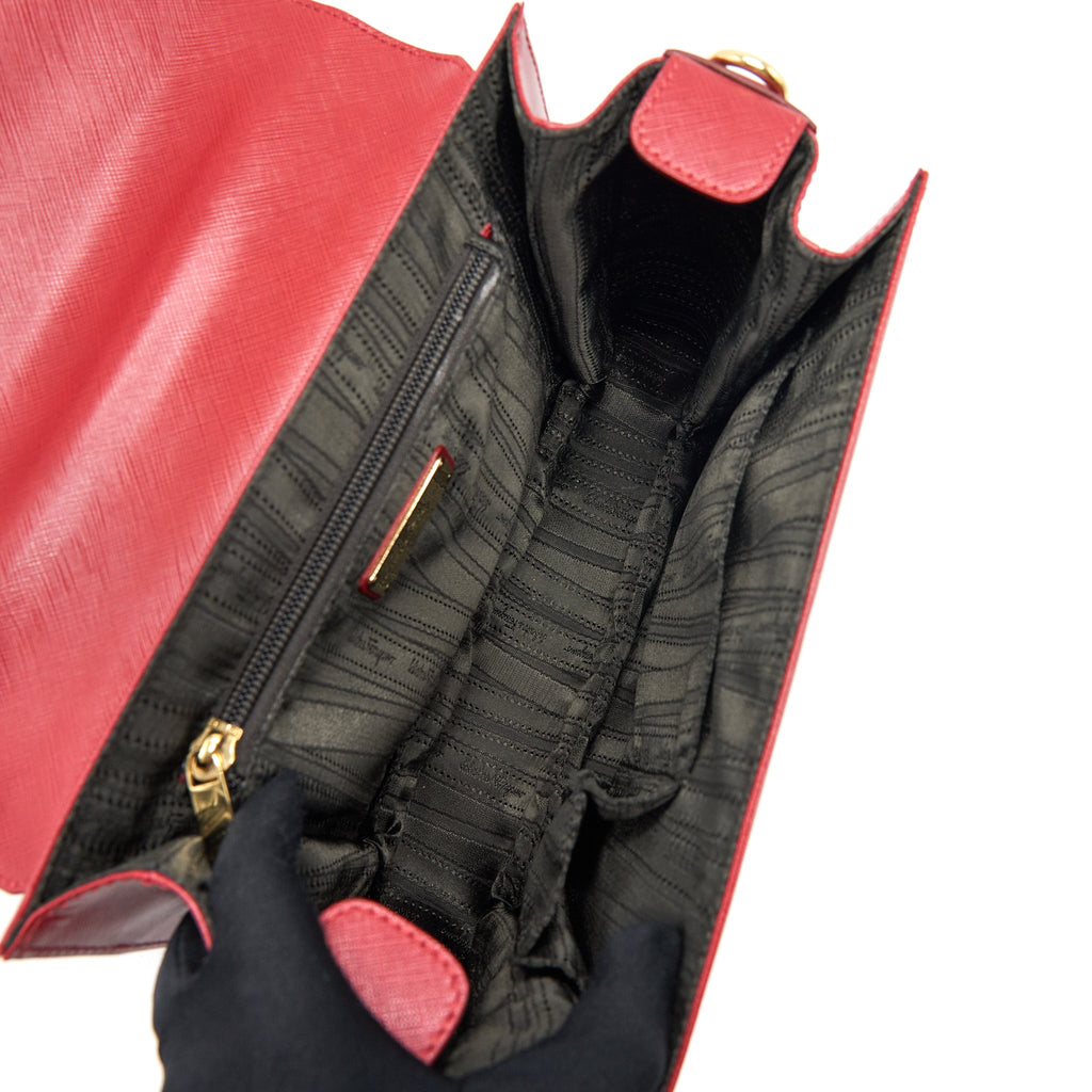 FERRAGAMO TOP HANDLE TOTE BAG SAFFIANO LEATHER RED GHW