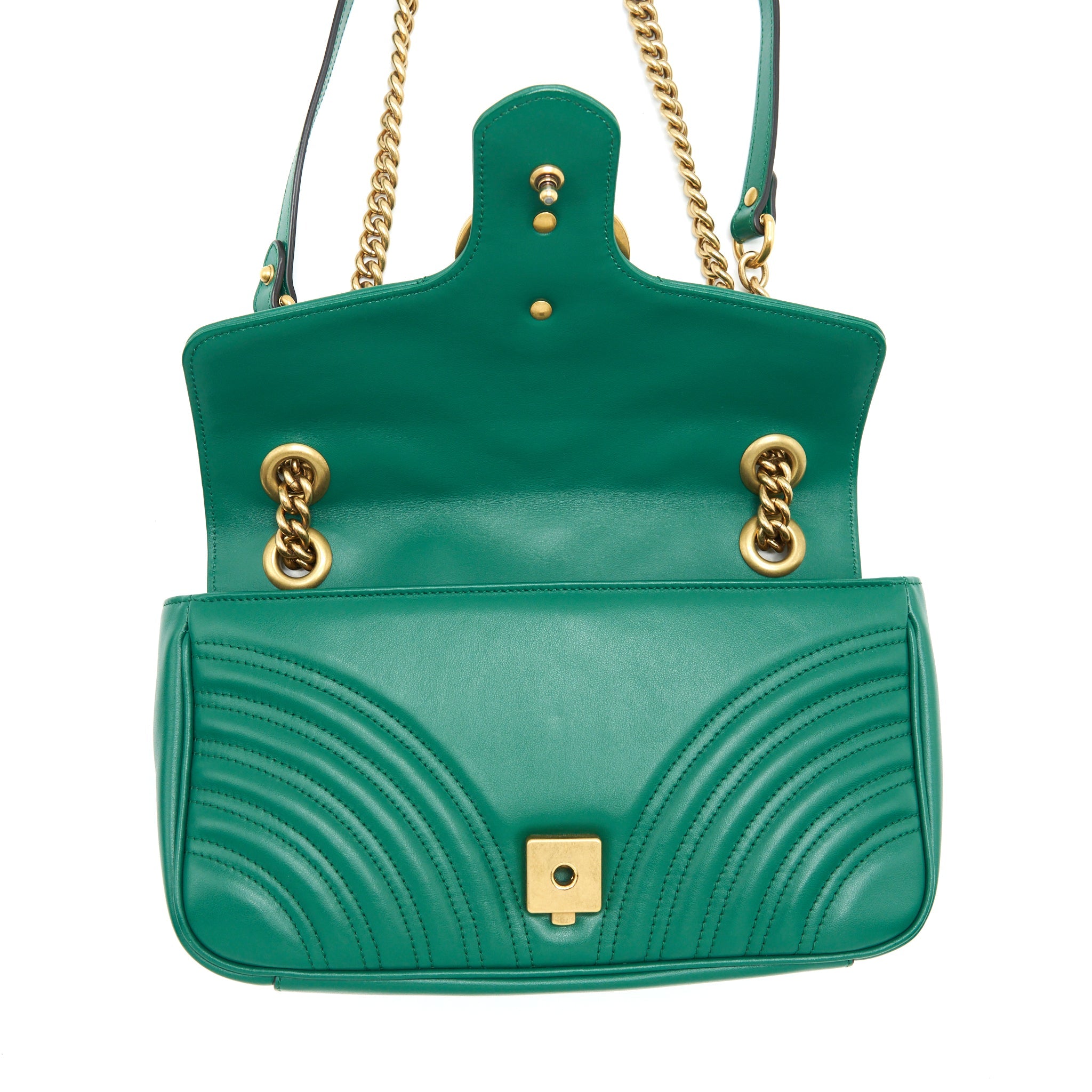 GUCCI SMALL MARMONT BAG GREEN GHW