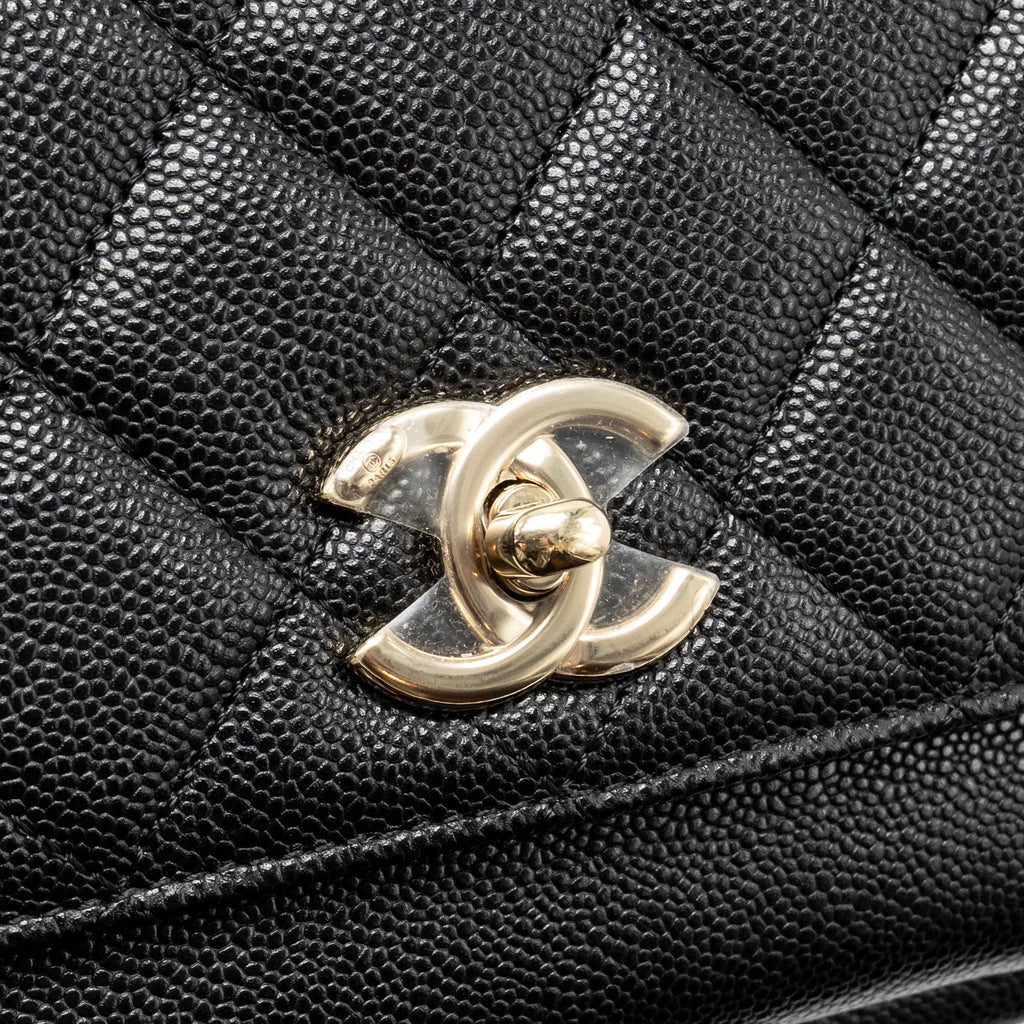 CHANEL SMALL BUSINESS AFFINITY CAVIAR BLACK LGHW (MICROCHIP)