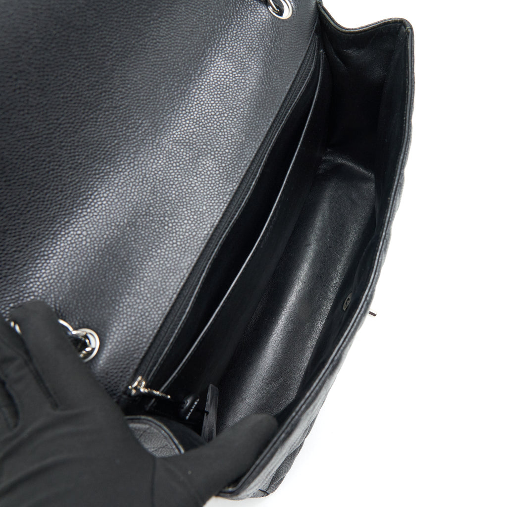 CHANEL CAVIER CLASSIC MAXI SINGLE FLAP BAG BLACK SHW