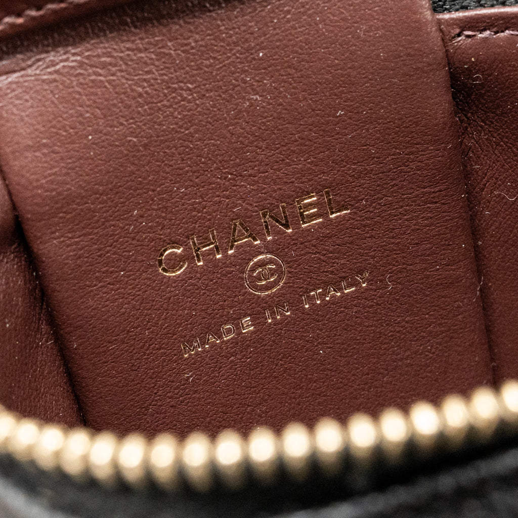 CHANEL MINI VANITY CASE WITH CHAIN CAVIAR BLACK LGHW(MICROCHIP)