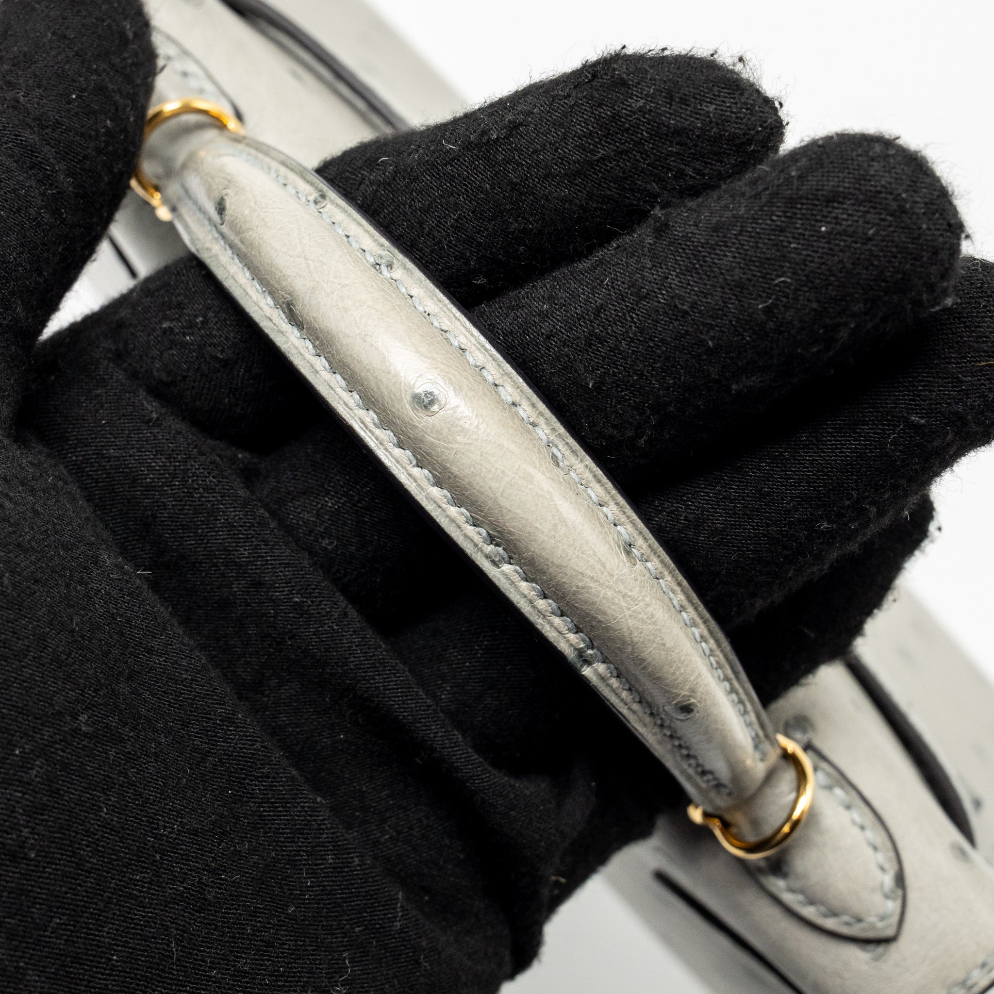 HERMES MINI KELLY II OSTRICH BLUE GLAZIER GHW