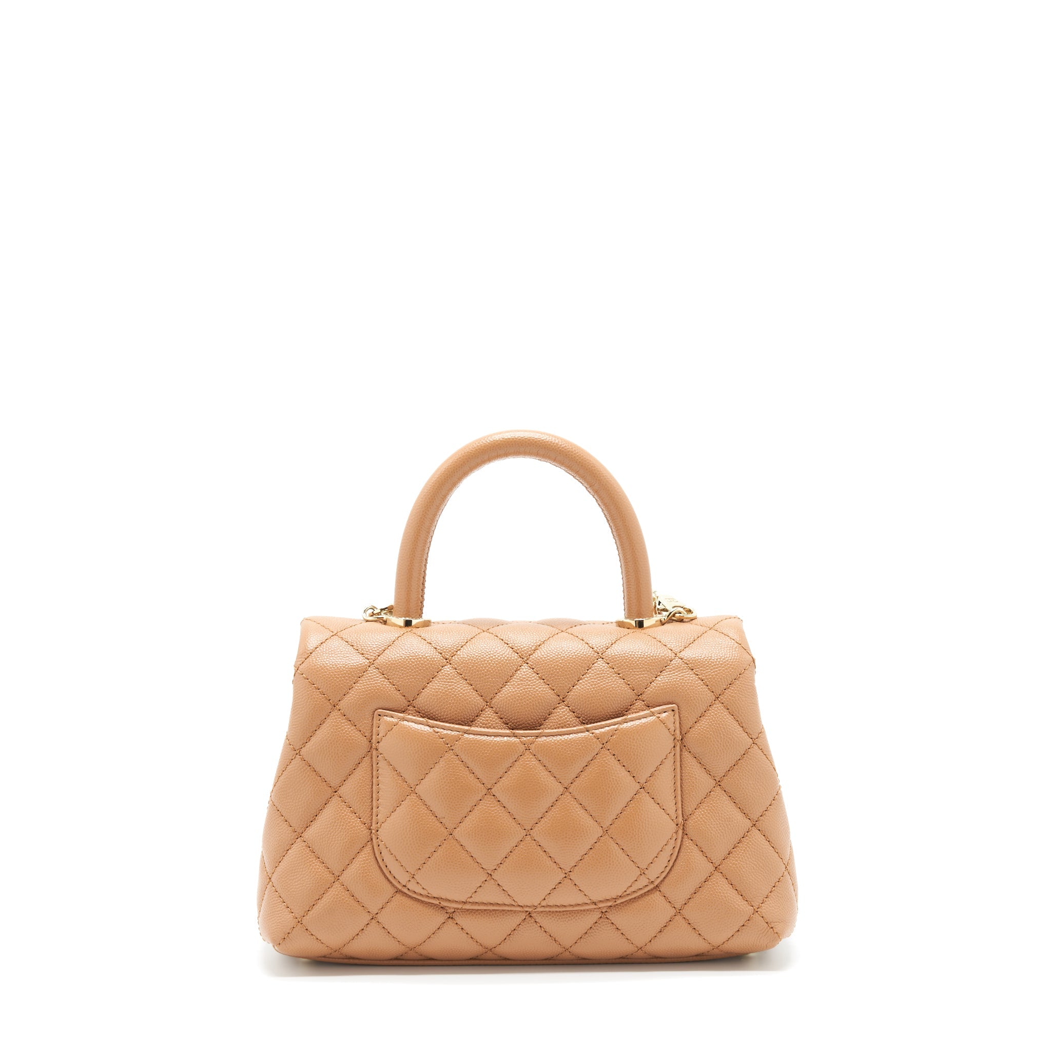 CHANEL 21P SMALL COCO HANDLE CAVIAR NB356 CARAMEL LGHW