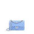 CHANEL SMALL CLASSIC DOUBLE FLAP BAG LAMBSKIN BLUE LGHW