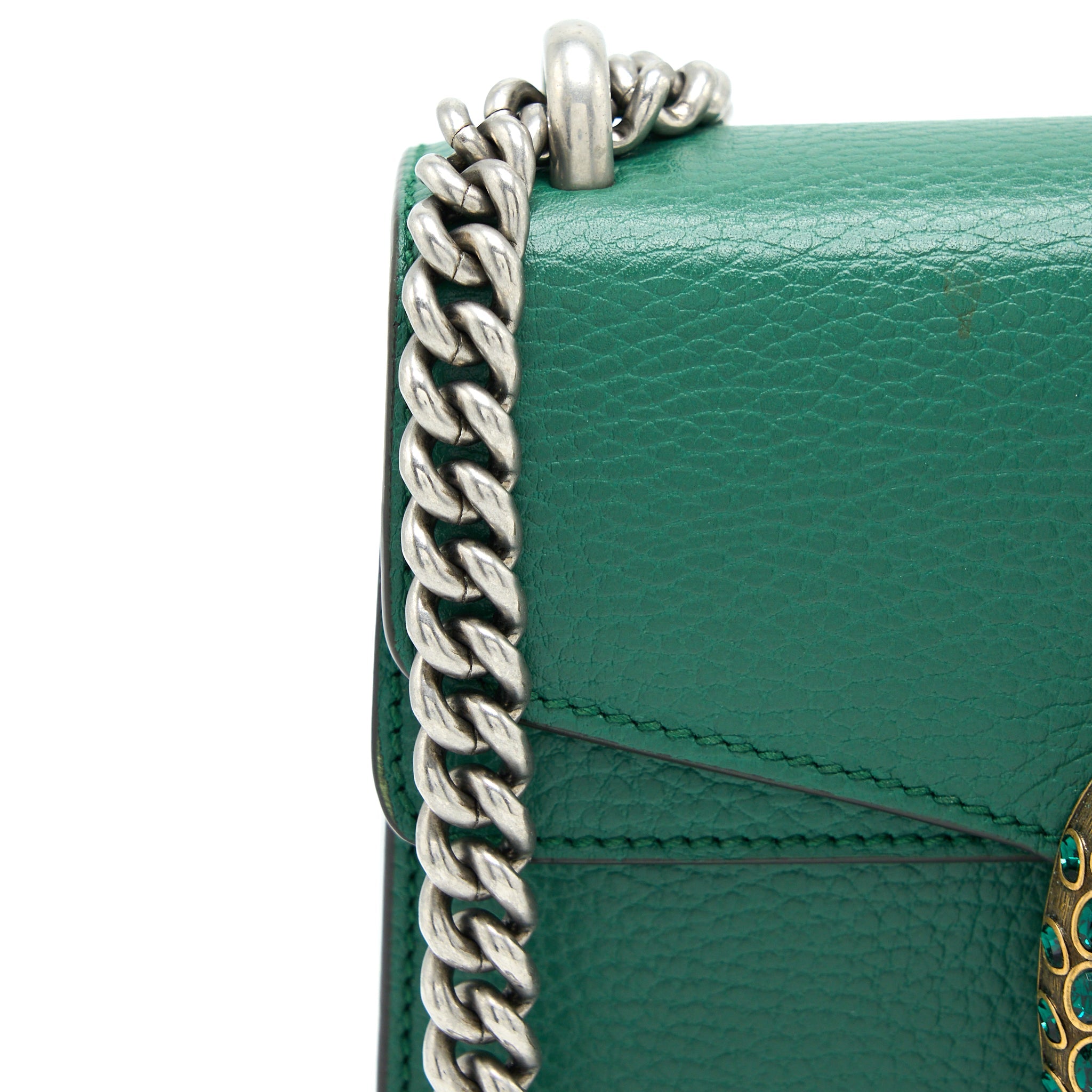 GUCCI DIONYSUS GG CALFSKIN GREEN RUTHENIUM HARDWARE