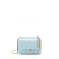 CHANEL 22P SEASONAL MINI SQUARE FLAP BAG LAMBSKIN LIGHT BLUE GHW