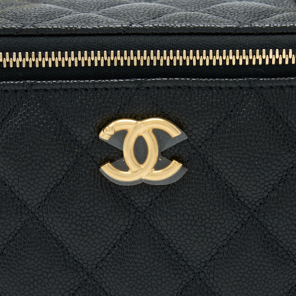 CHANEL 23P COCO LOVE LONG VANITY CAVIAR BLACK BRUSHED GHW (MICROCHIP)