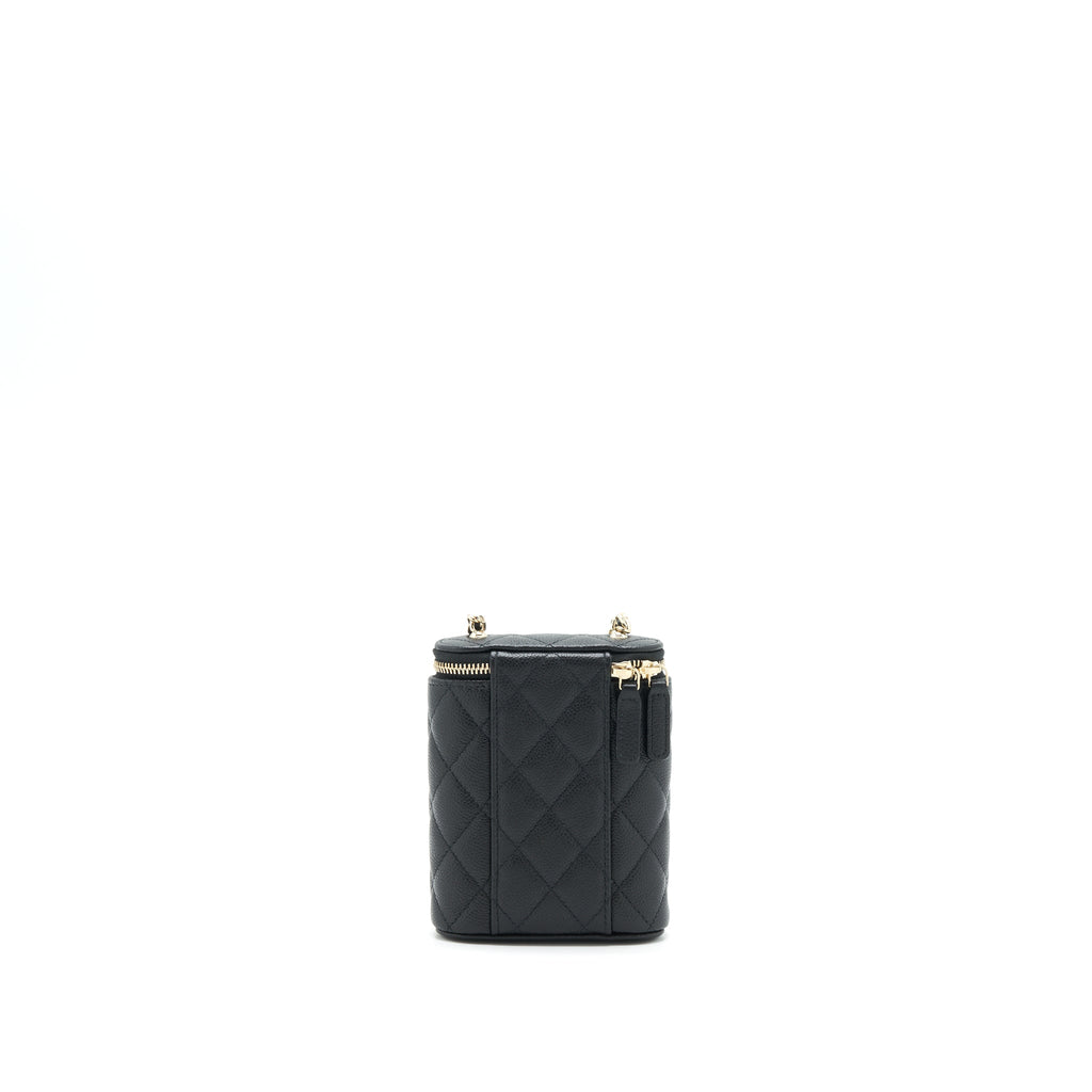 CHANEL 22P VERTICAL MINI VANITY WITH CC LOGO CHAIN CAVIAR BLACK LGHW
