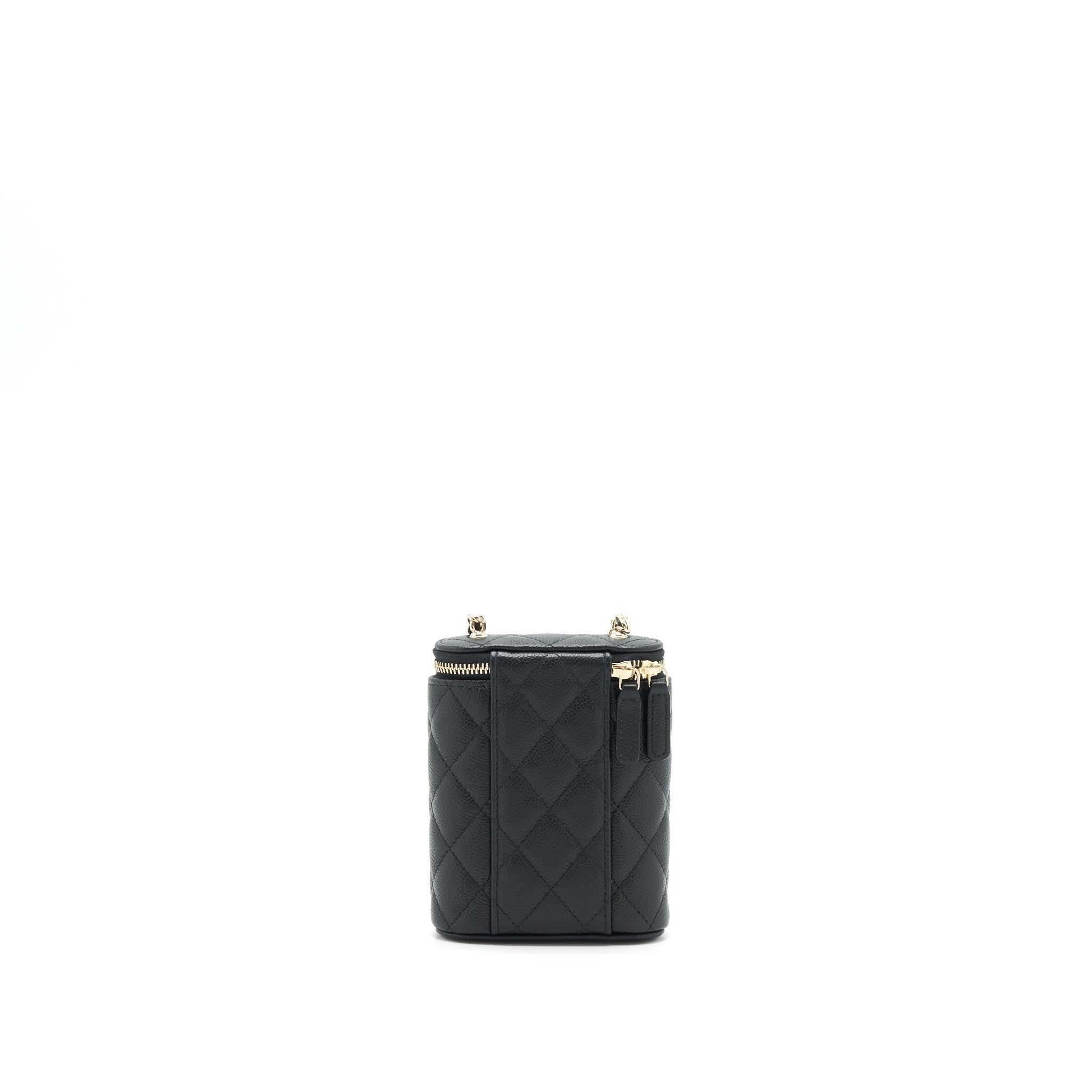 CHANEL 22P VERTICAL MINI VANITY WITH CC LOGO CHAIN CAVIAR BLACK LGHW