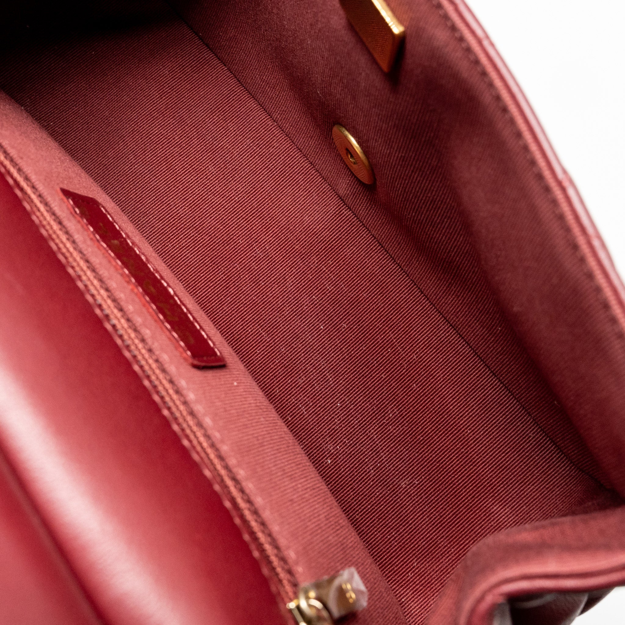 CHANEL HANGER FLAP BAG LAMBSKIN DARK RED GHW (MICROCHIP)