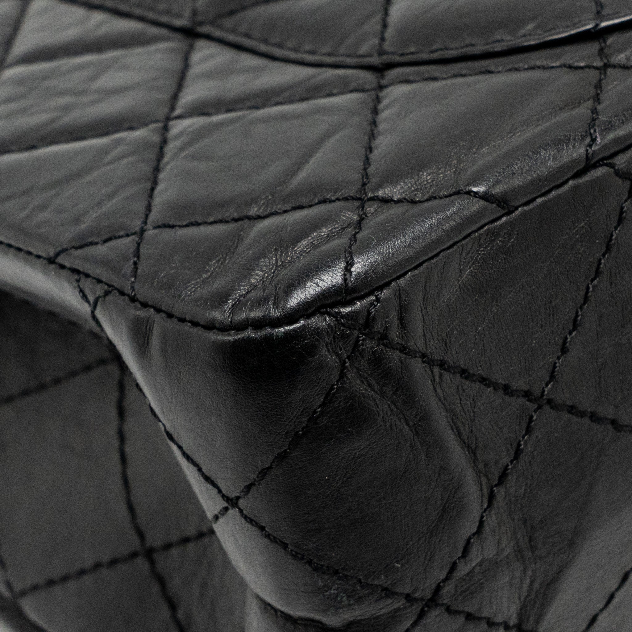 CHANEL 2.55 227 REISSUE DOUBLE FLAP BAG AGED CALFSKIN BLACK GHW
