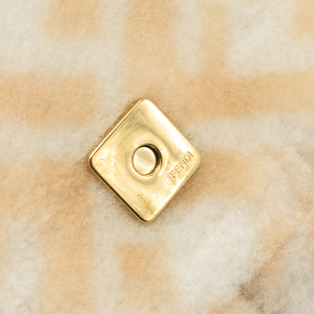 FENDI MINI BAGUETTE SHEEPSKIN BEIGE/ WHITE GHW