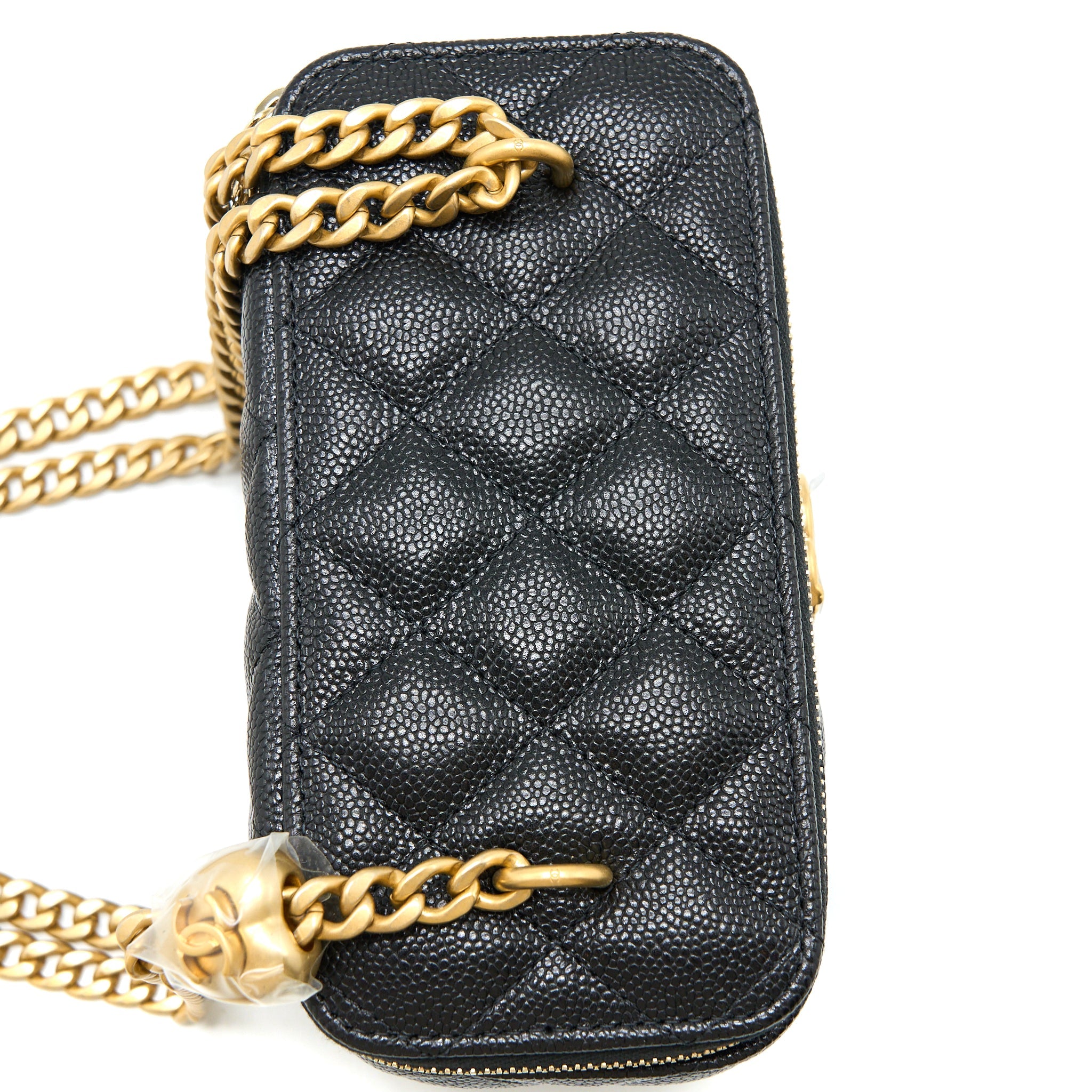 CHANEL 23P COCO LOVE LONG VANITY CAVIAR BLACK BRUSHED GHW (MICROCHIP)