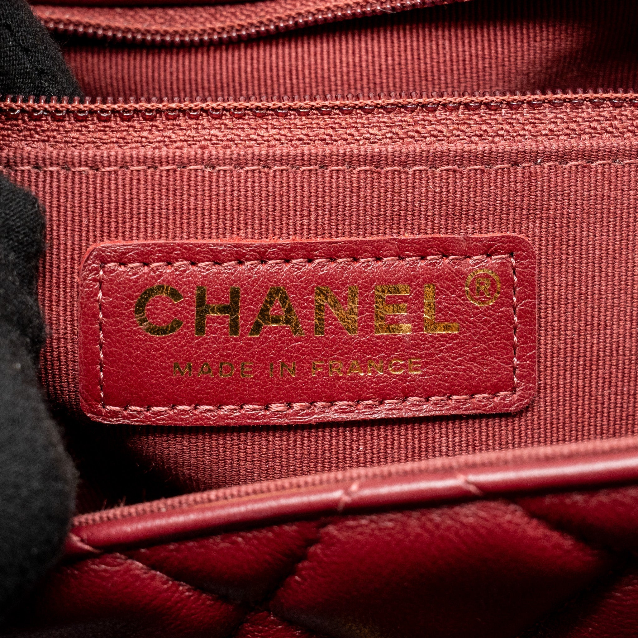 CHANEL HANGER FLAP BAG LAMBSKIN DARK RED GHW (MICROCHIP)