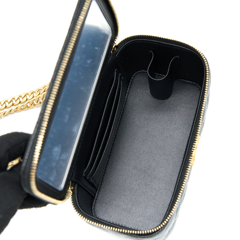 CHANEL 23P COCO LOVE LONG VANITY CAVIAR BLACK BRUSHED GHW (MICROCHIP)